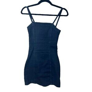 H&M Divided Stretch Black Denim Bodycon Mini Dress Size 0